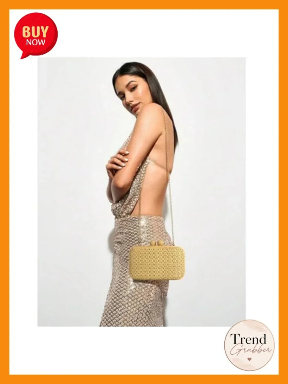 Handwoven Straw Clutch Purse Evening Bag with Detachable Strap